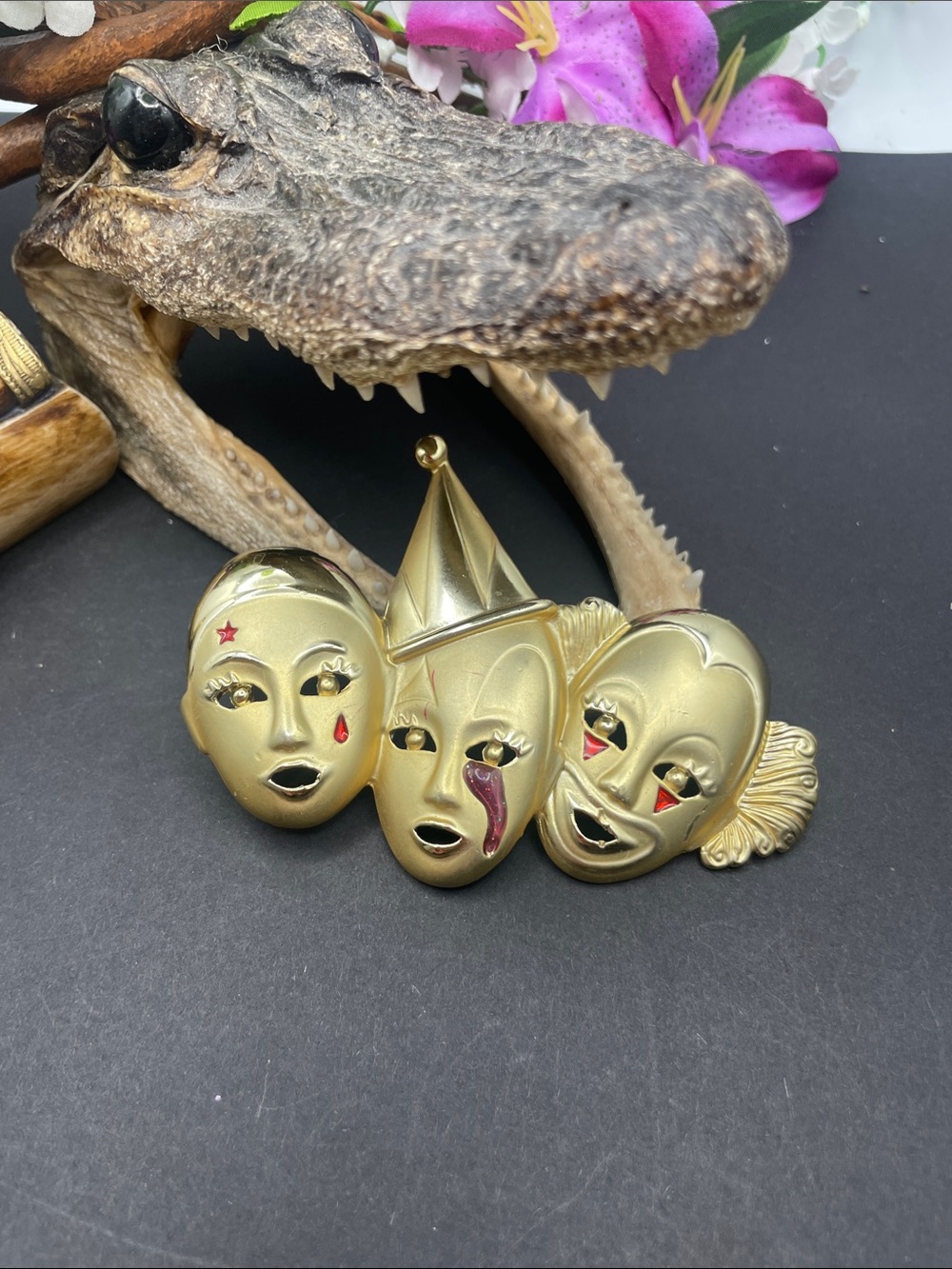AJC trio of clowns brooch vintage